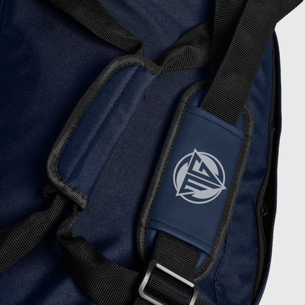 Blue duffle bag