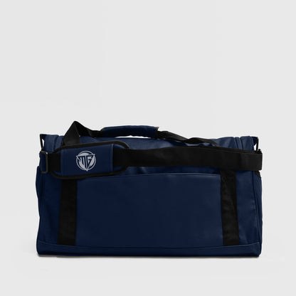 Blue duffle bag