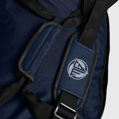Blue duffle bag